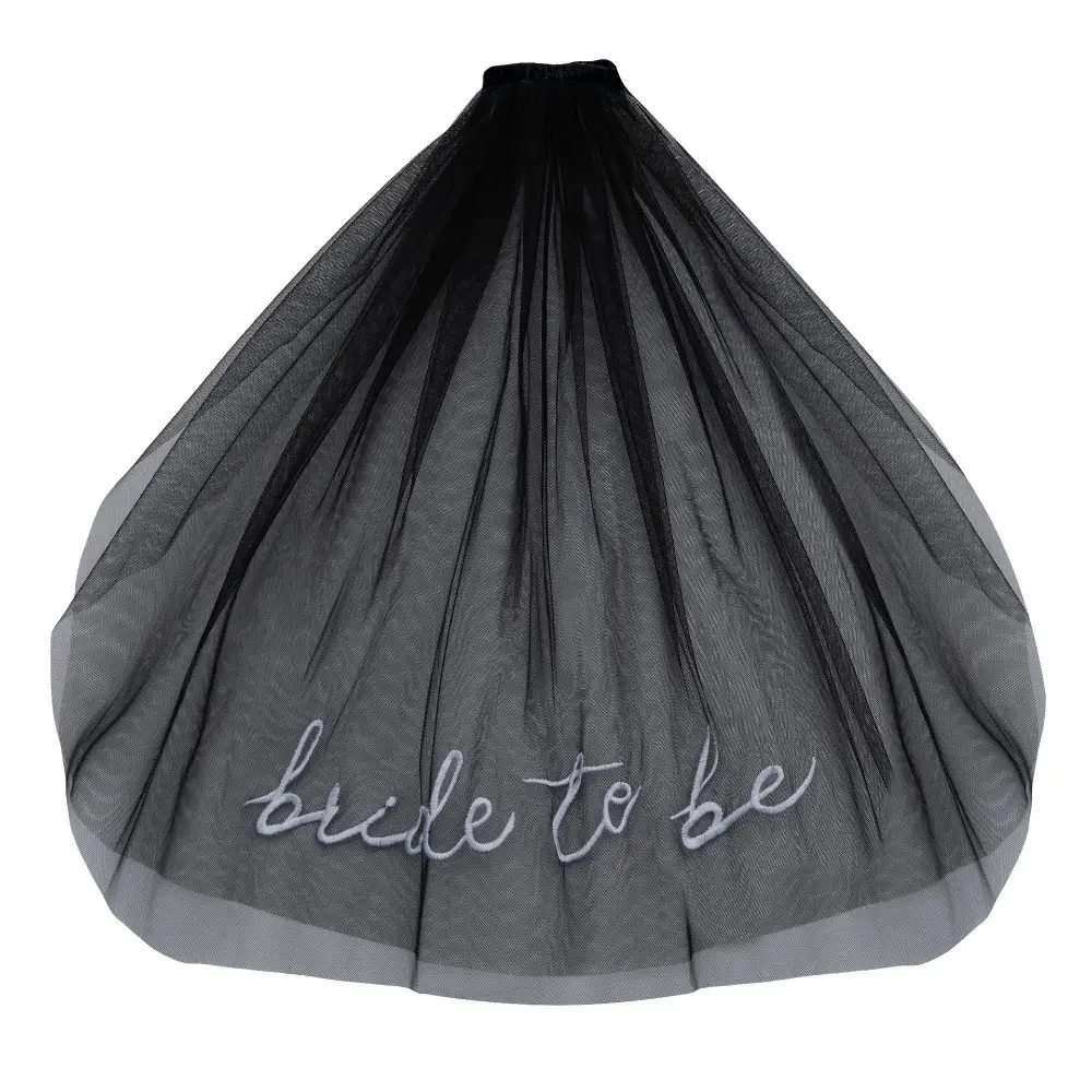 White Black Bride To Be Veil Bachelorette Double Layer Veil Gifts for Hen Night Bridal Shower Wedding Party Decoration Supplies