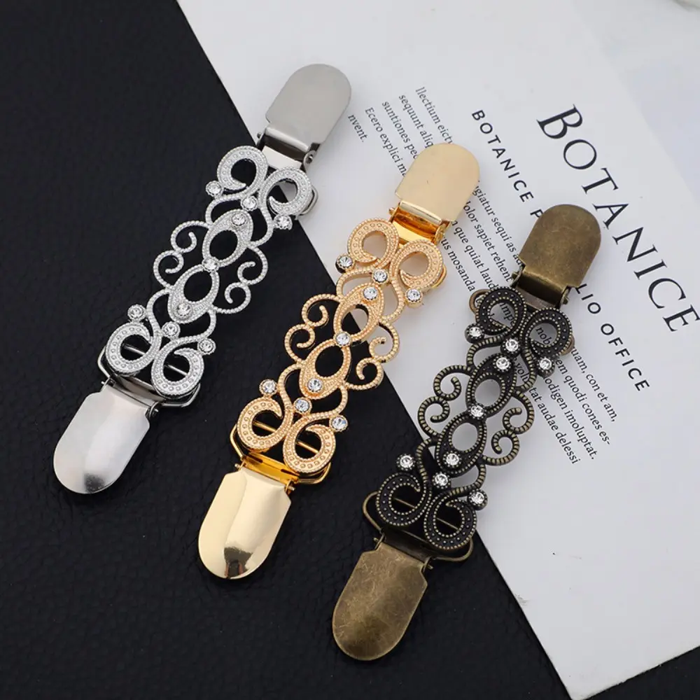 Vintage Sweater Shawl Clips Retro Flower Pattern Cardigan Dresses Shirts Collar Brooch Clips Cinch Clip for Women Girls Clothing