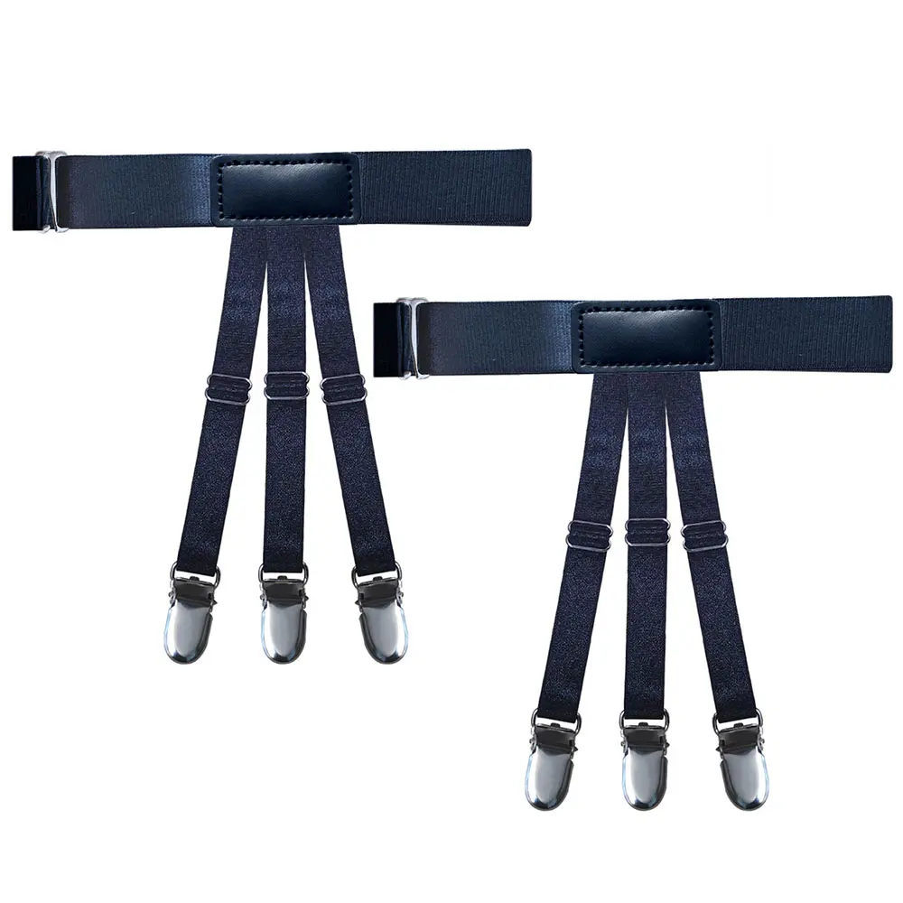 2pcs/Set Men's Shirt Stays Garters Belts Adjustable Elastic Shirt Holder Straps Keep Shirt Tucked In Non-Slip Leg Suspenders