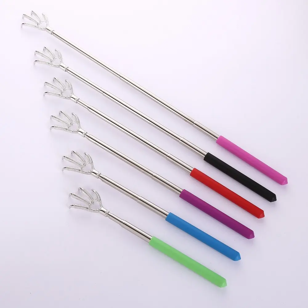 1 Piece Eagle Claw Extendable Back Scratcher Portable Telescoping Metal Back Scratchers with Rubber Handles Hand Massager