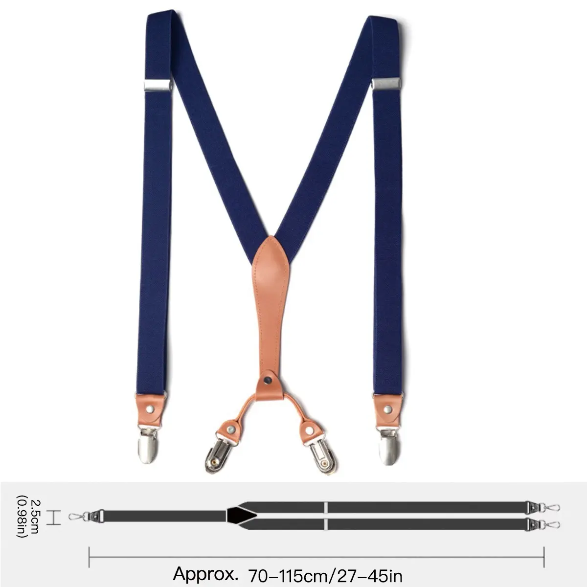 Suspenders for Men Women Wedding Party Event, 2.5cm Wide Y-Back 4 Clips, Adjustable Elastic Trouser Braces, Father's Day Gift