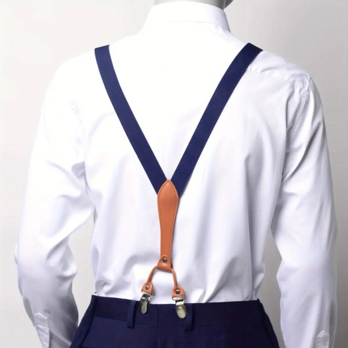 Suspenders for Men Women Wedding Party Event, 2.5cm Wide Y-Back 4 Clips, Adjustable Elastic Trouser Braces, Father's Day Gift