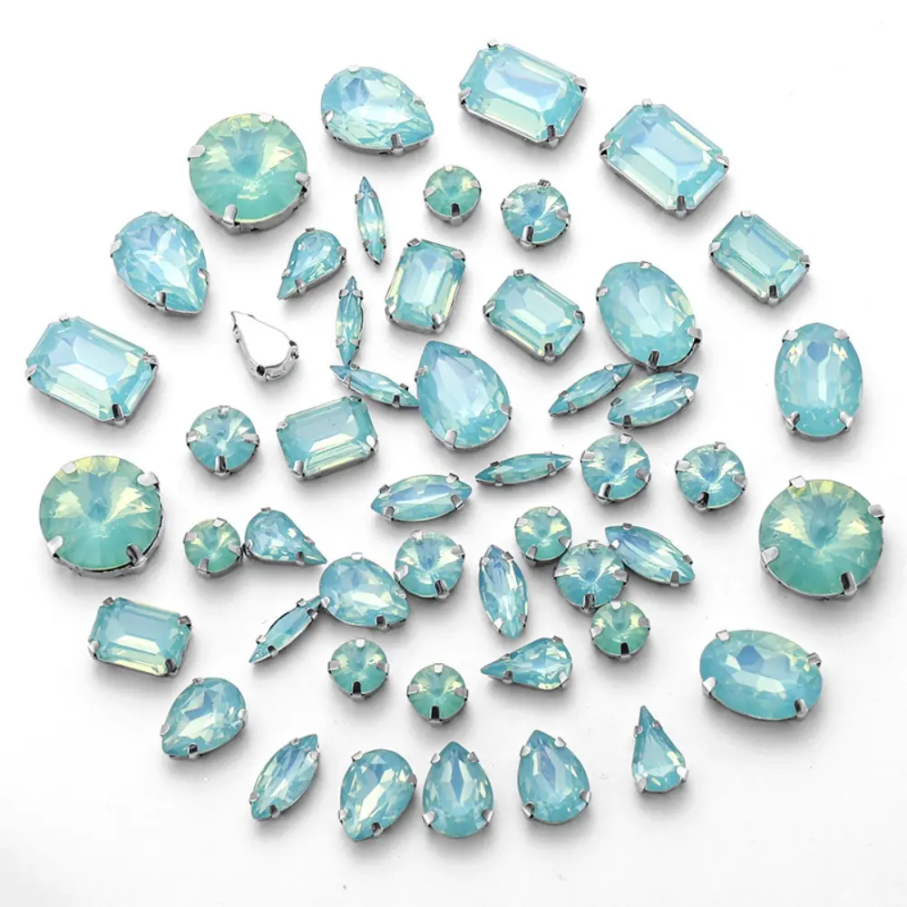 50pcs/Set Crystal Glass Beads Mixed Shaped Mocha Claw Rhinestone Hand Sew On Stones Diamonds for Dress Bags Jewelry DIY Crafts