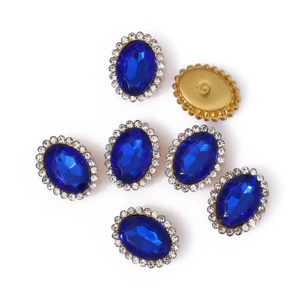 50pcs/set Colorful Hand Sew on Rhinestones Oval Crystals Glass Flatback Claw Rhinestones for DIY Jewelry Clothes Shoes Bag Dress