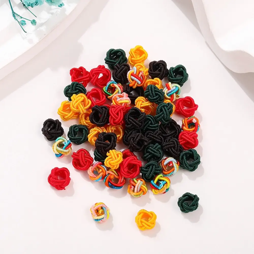 100/200Pcs Colorful 6mm Rope Button Beads Chinese Pineapple Knots Woven Braided Buckle Tassel for DIY Bracelets Jewelry Making