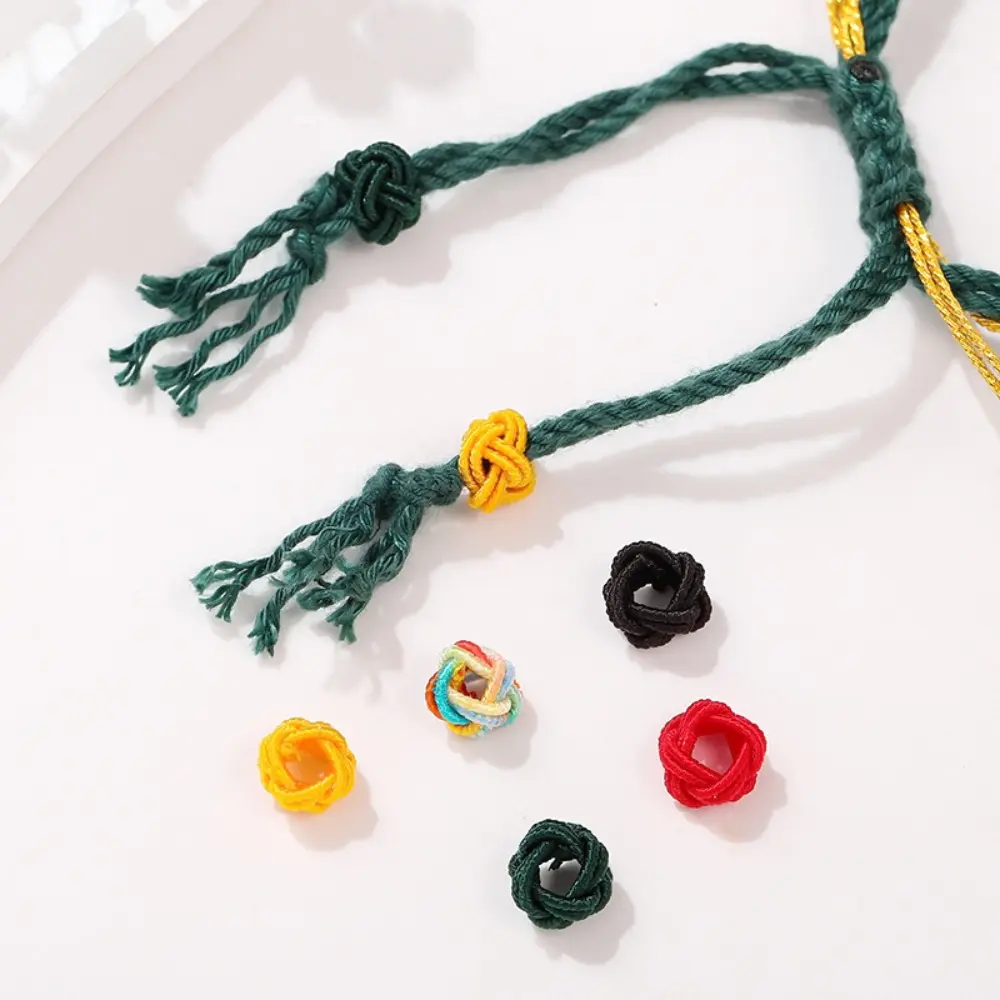 100/200Pcs Colorful 6mm Rope Button Beads Chinese Pineapple Knots Woven Braided Buckle Tassel for DIY Bracelets Jewelry Making