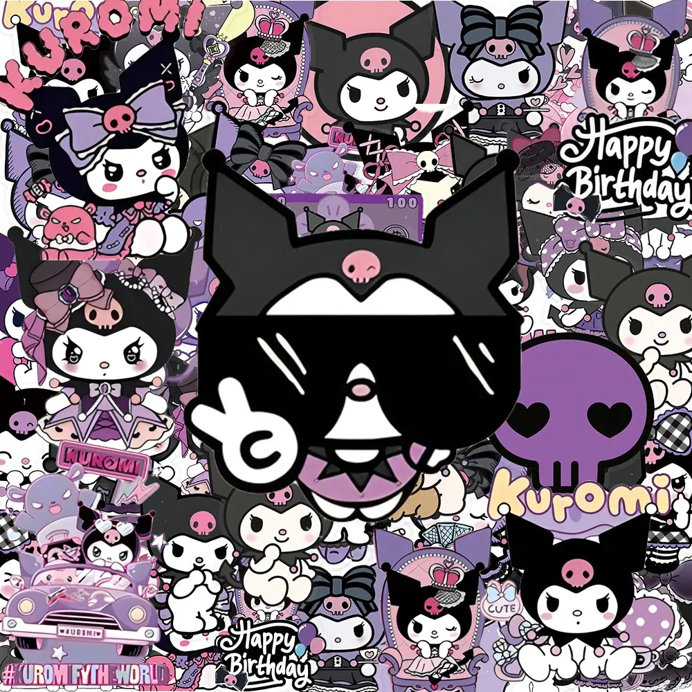 10/30/50pcs Transparent Kawaii Sanrio Kuromi Cartoon Stickers Aesthetic Waterproof DIY Diary Laptop Cute Anime Sticker Kids Toys