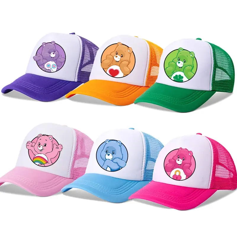 Rainbow Care Bear Baseball Cap for Women Girl Summer Peak Caps Female Sun Protection Mesh Hat  Cute Cartoon Kids Summer Sunhat