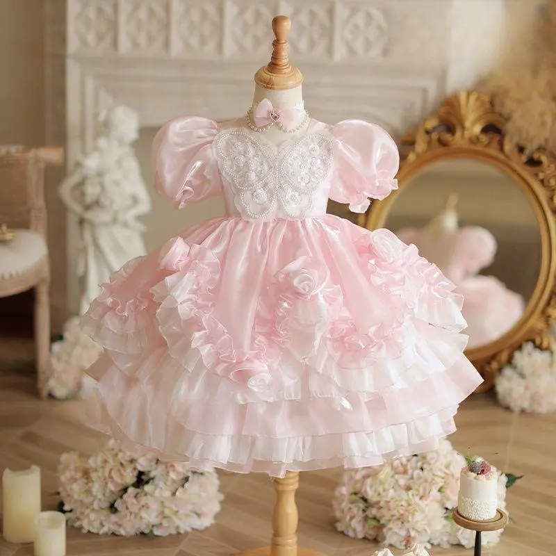 New princess dress baby first birthday dress children's canopy