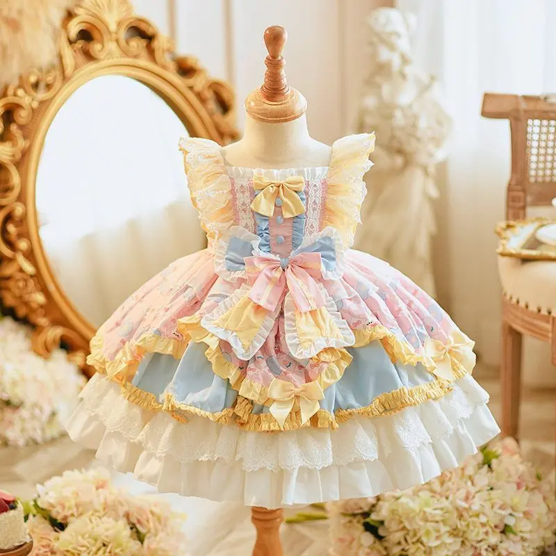 New princess dress baby first birthday dress children's canopy