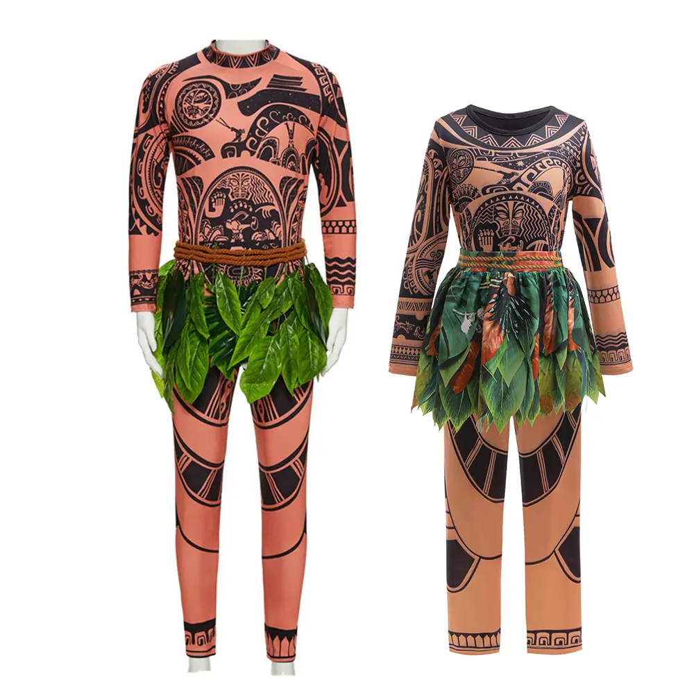 Family Matching Set 2PCS Maui Outfit Tattoo T Shirt+Pants Set Carnival Boys Mens Dad Son Easter Costume Sets 2025 Adult Clothe