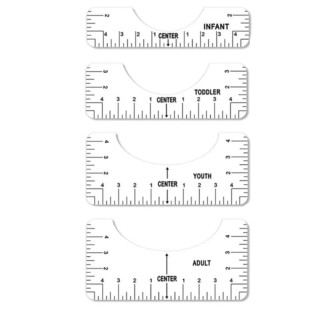 4pcs Round Neck Measuring Ruler Tailors Ruler Designing Clothes T-shirt Round Neck Size Calibration Tool DIY Design Tool