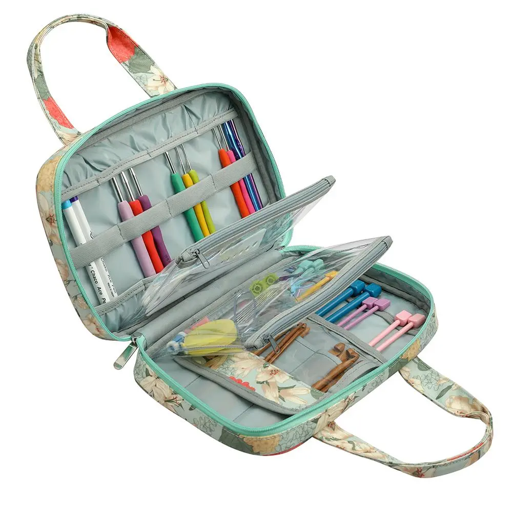 Knitting Tote Bag Yarn Crochet Storage Supplies Knitting Needle Organizer Sewing Bag Crochet Hooks Knitting Needles Storage Bag