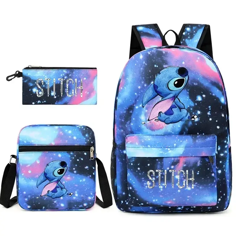 MINISO  Disney Stitch Kids Backpack Cartoon Stitch Print Kindergarten Pencil Case Boy Girl Shoulder Bag Children Schoolbag Gift