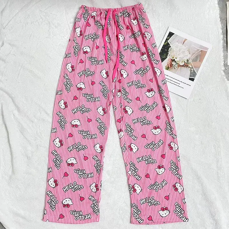 Hello Kitty Sanrio Cartoon Sleeping Pants Kawaii Anime Autumn Leisure Home Pajamas Pants Home Sleeping Long Pants Cute Girls