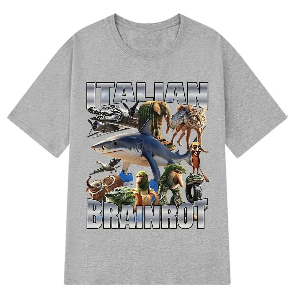 2025 New Parent-child Tralalero Tralala Fun Shark Terrier Pure Cotton Short-sleeved T-shirts for Men and Women