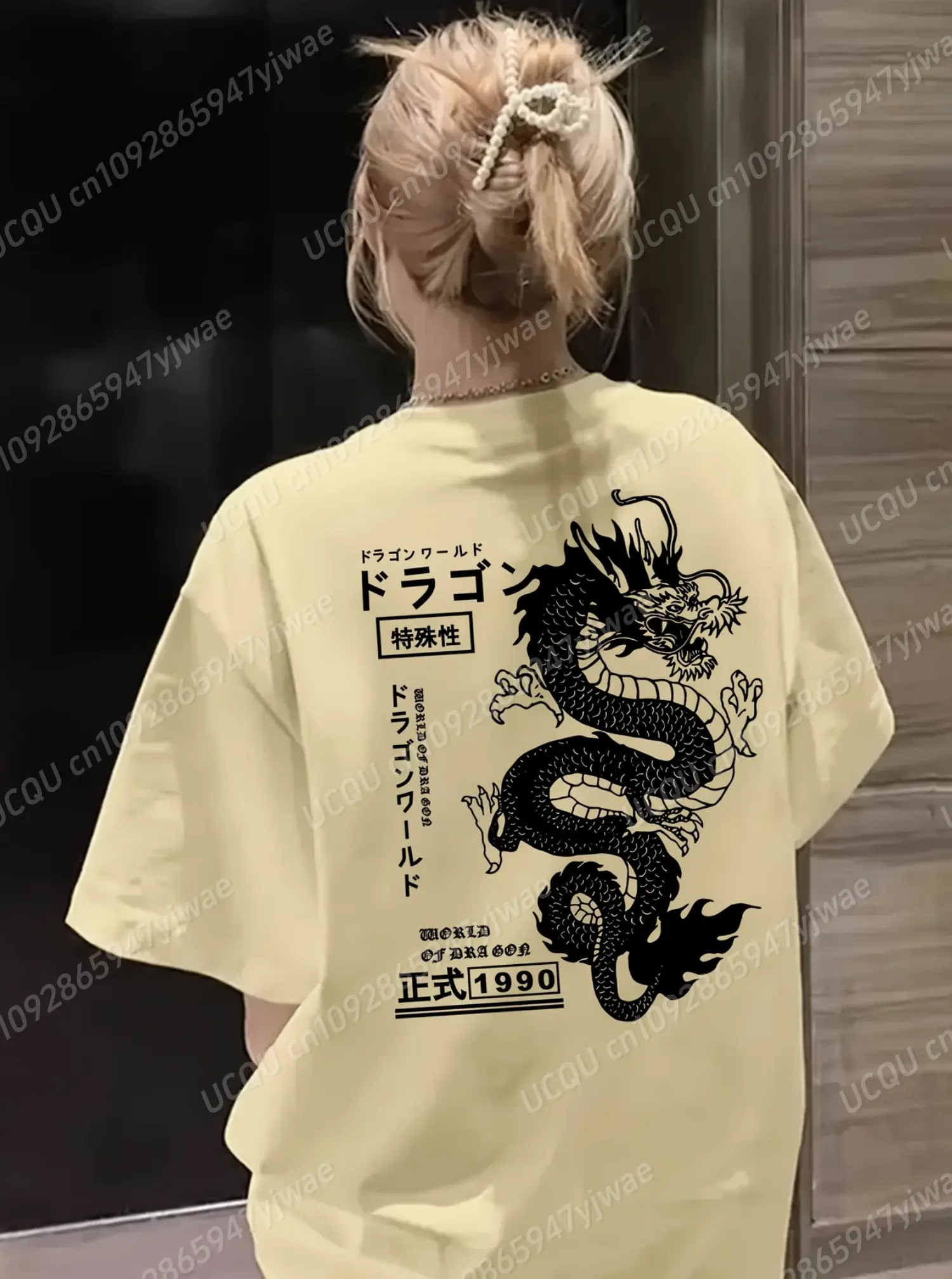 2025 Summer Women dragon totem Print Woman T Shirt Girl Oversize Daily Top Female Creativity O-Neck T-Shirt Casual Clothes