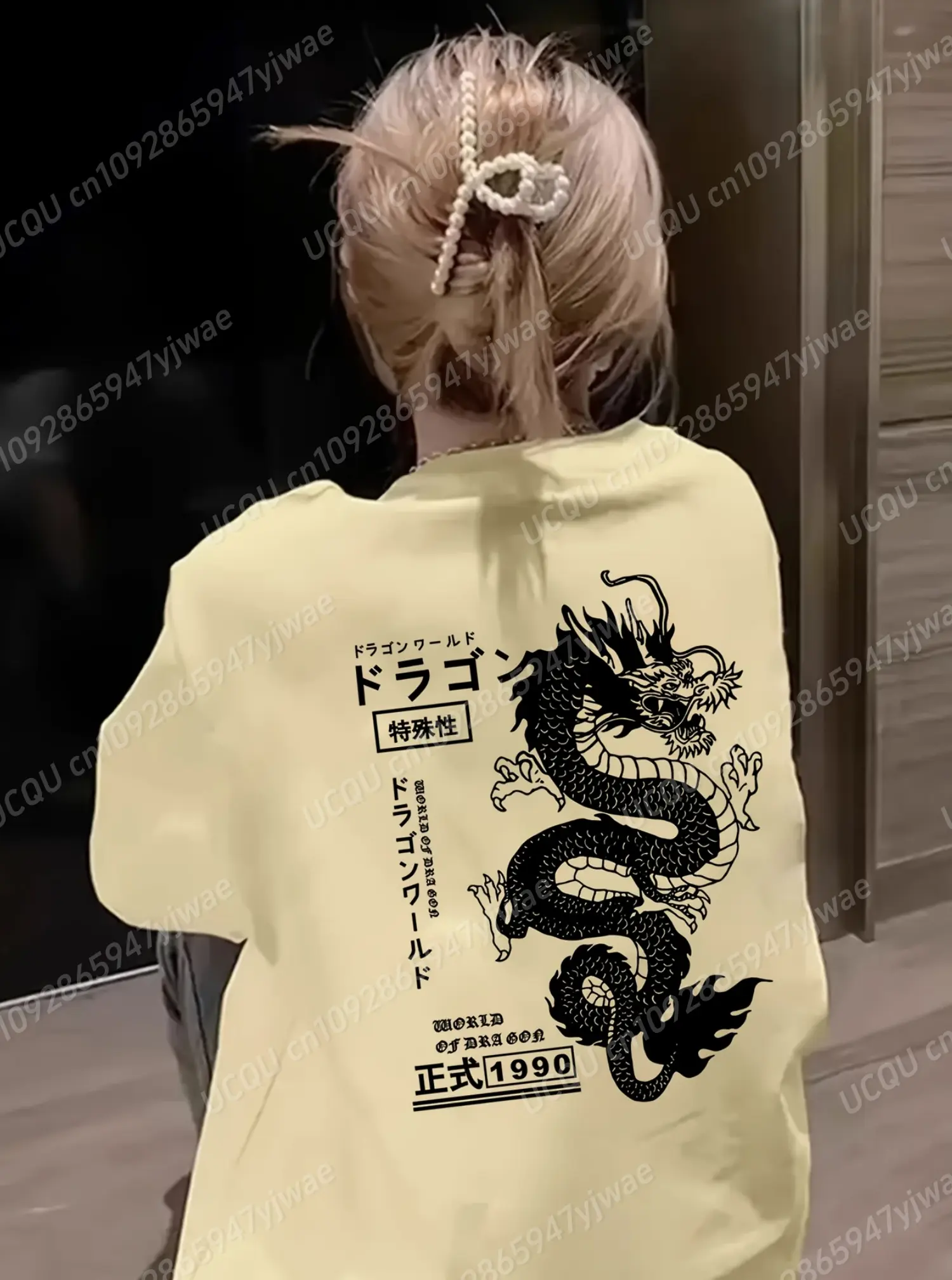 2025 Summer Women dragon totem Print Woman T Shirt Girl Oversize Daily Top Female Creativity O-Neck T-Shirt Casual Clothes