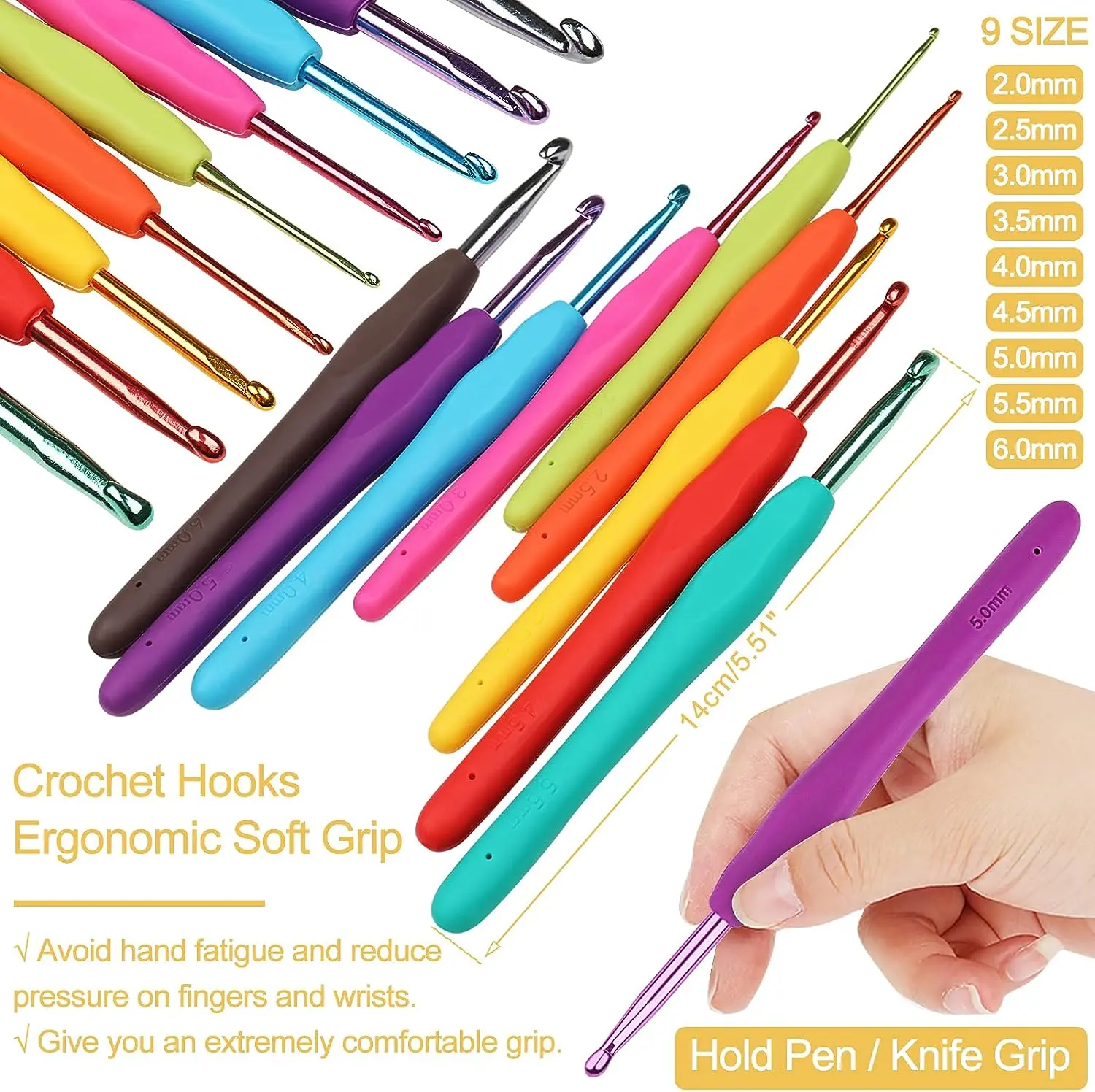 58Pcs Crochet Set with Yarn Knitting Accessories Crochet Organiser Complete Crochet Hook Set for Beginners
