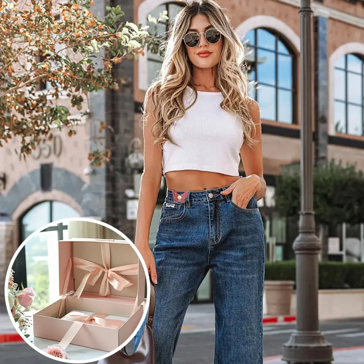 1/2pcs Bowknot Button Adjuster For Pants And Skirts Waist Tightener Adjustable Waist Buckle For Jeans No Sewing Required