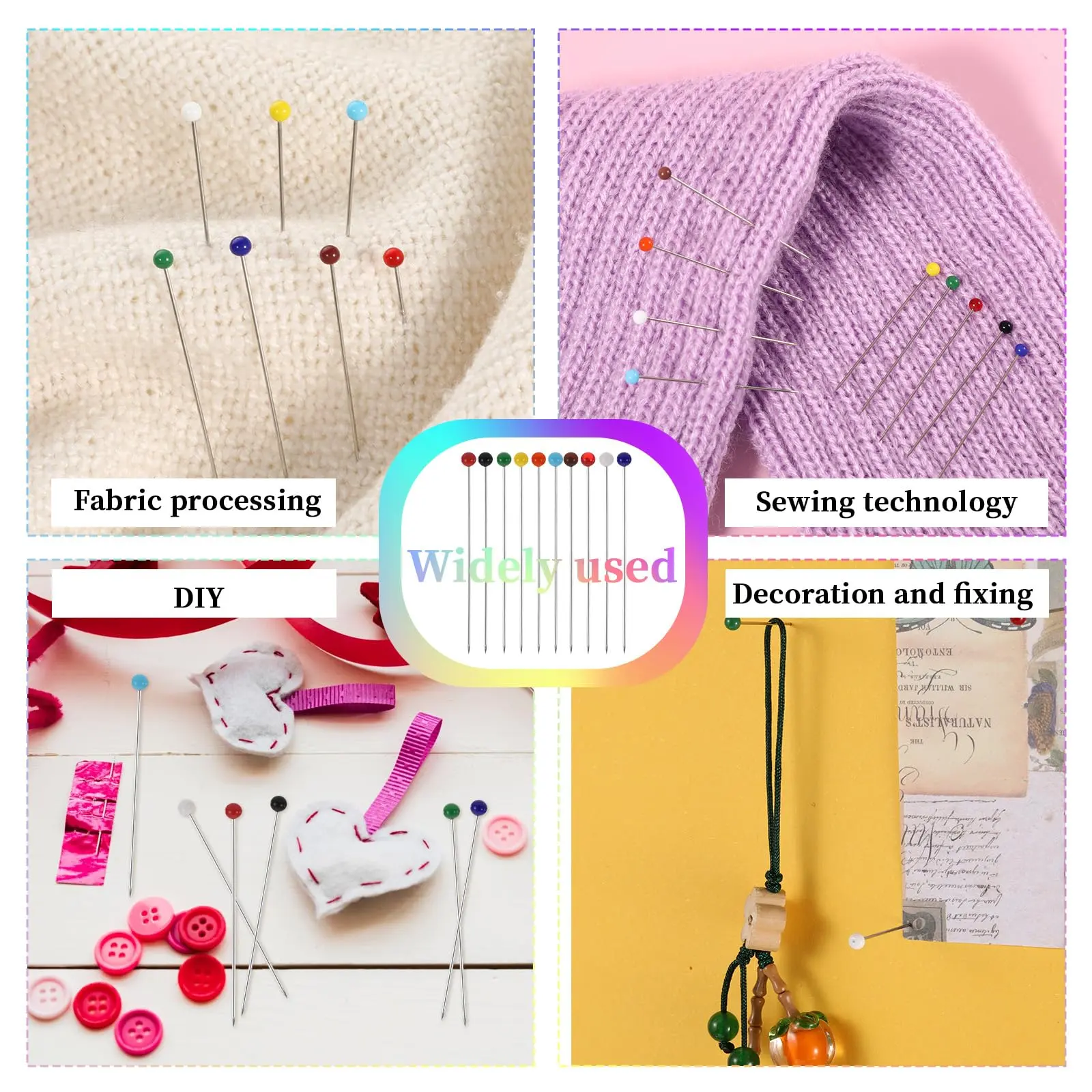 500pcs/box Multicolor Glass Head Straight Pins Sewing Pins 38mm Dressmaker Pins for Fixing Sewing Markers DIY Crafts
