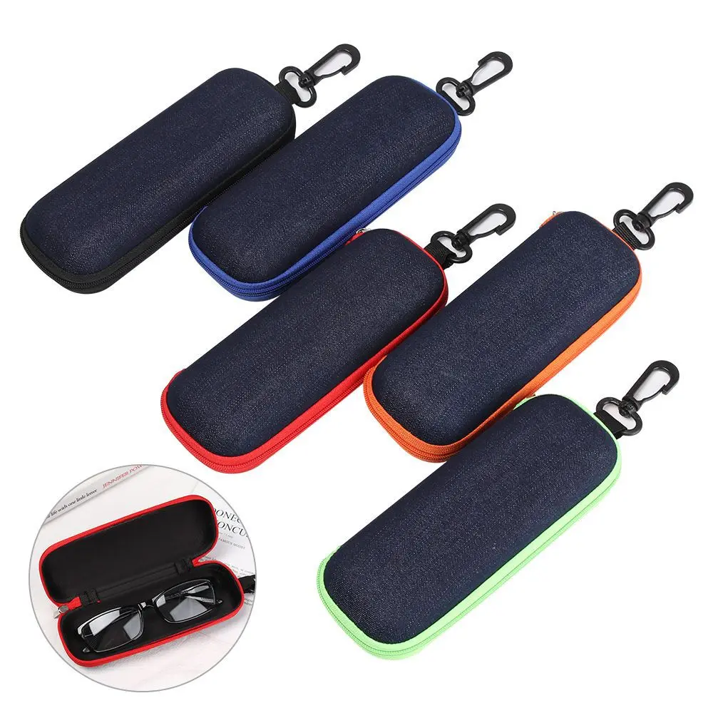 Portable Black Eyewear Cases Cover Sunglasses Hard Case With Lanyard Zipper Women Men Travel Reading Eyeglass Cases Protector