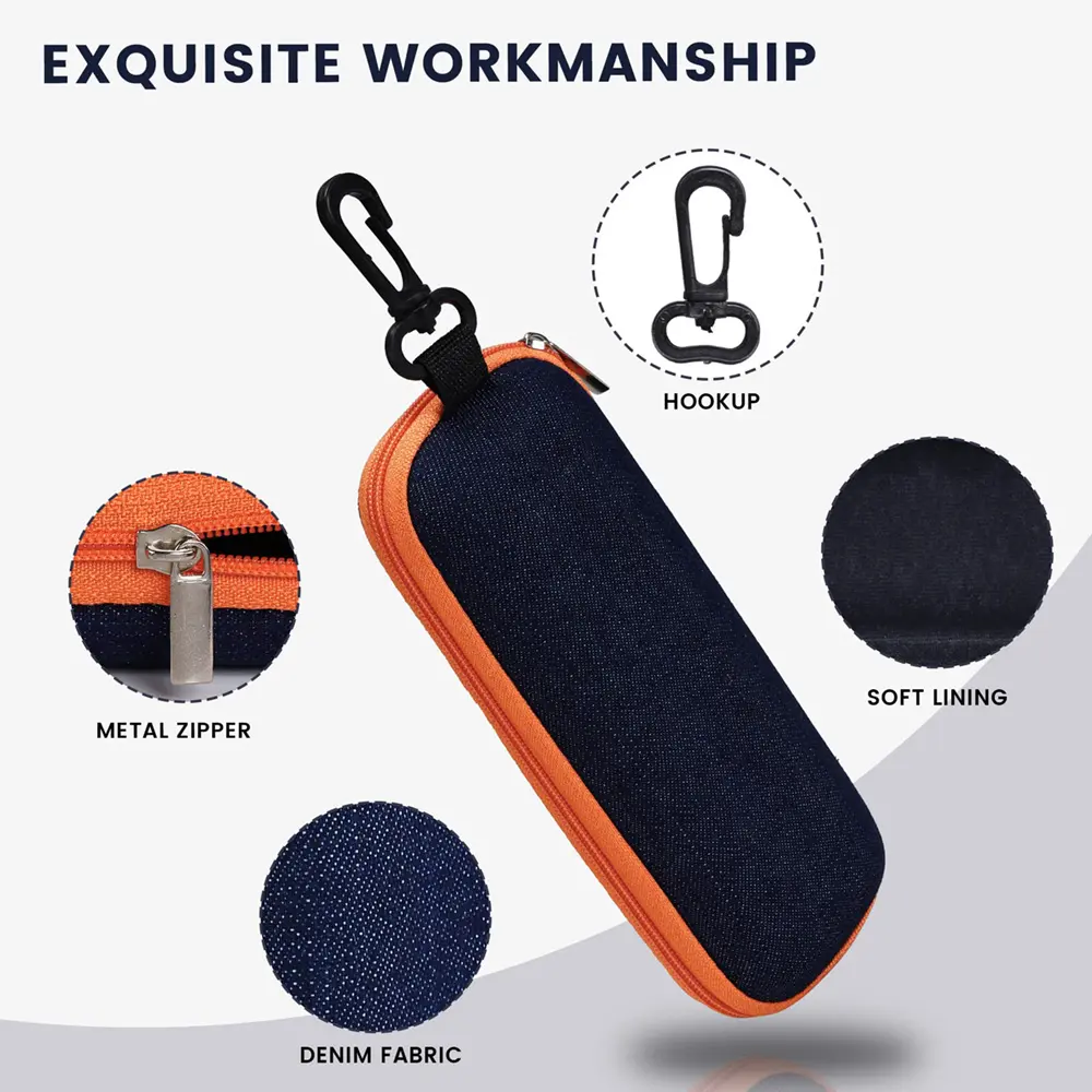 Portable Black Eyewear Cases Cover Sunglasses Hard Case With Lanyard Zipper Women Men Travel Reading Eyeglass Cases Protector