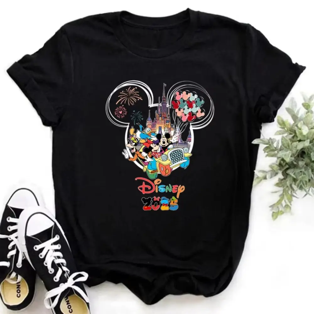 Summer Parent-child Clothing Funny Gold Disney 2025 Women's T-shirt Summer Women's T-shirt Casual Short-sleeved T-shirt