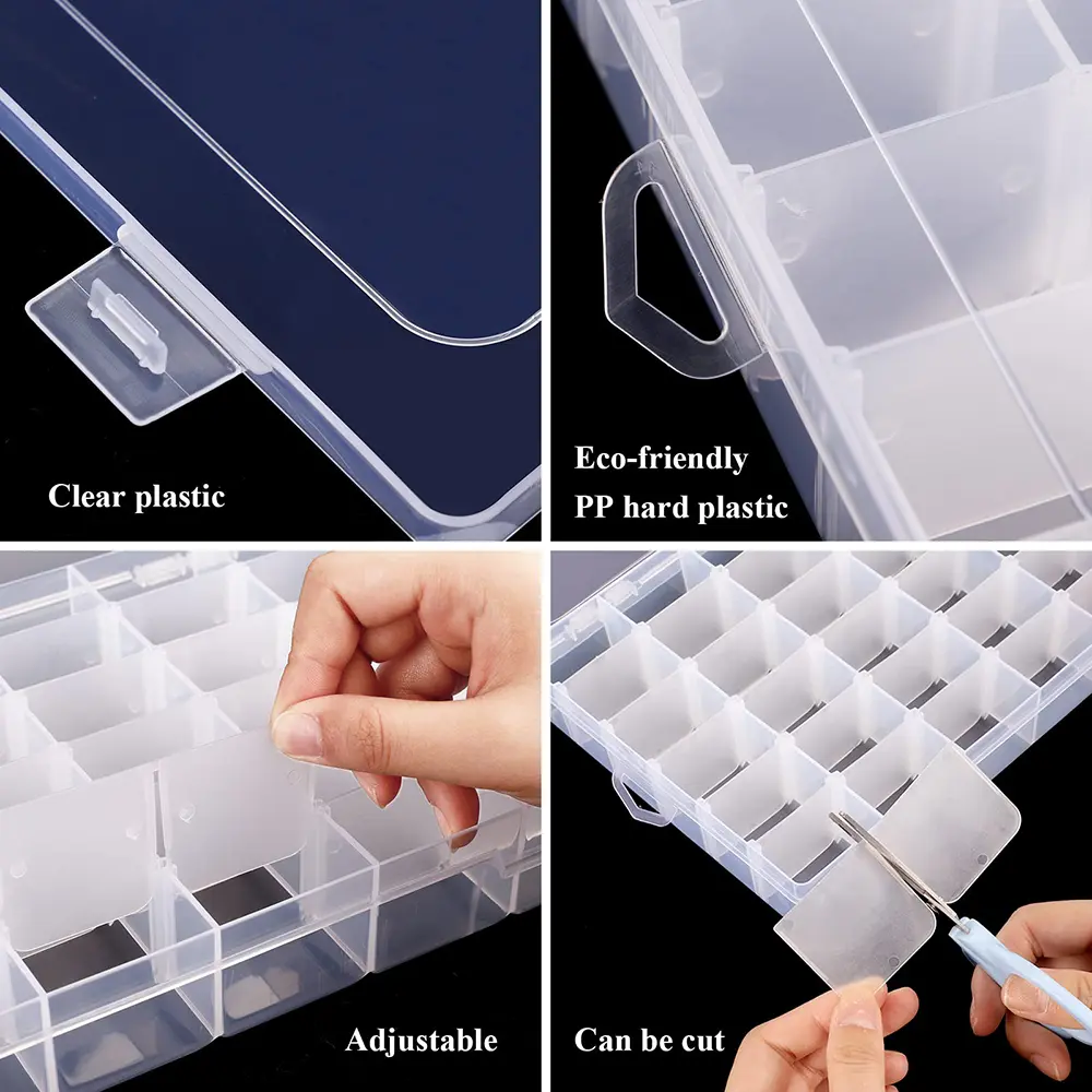 24/36 Grids Plastic Organizer Box Craft Organizer Storage with Adjustable Dividers Bead Box Fishing Tackles Box Jewelry Box