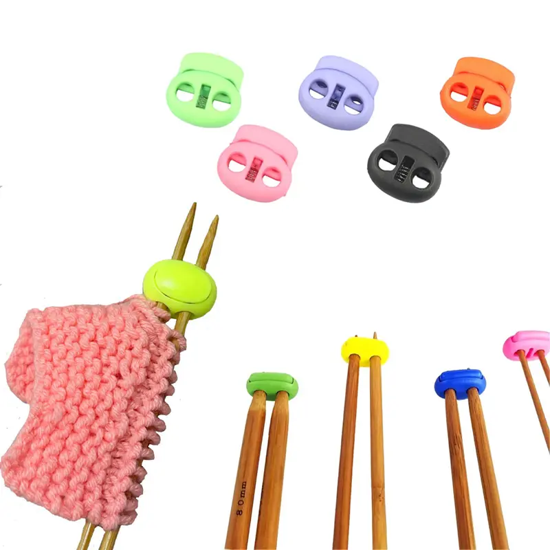 5pcs/set Colorful Knitting Needle Stoppers Double Hole Needle Tip Protector Knitting And Crochet Supplies Knitting Accessories