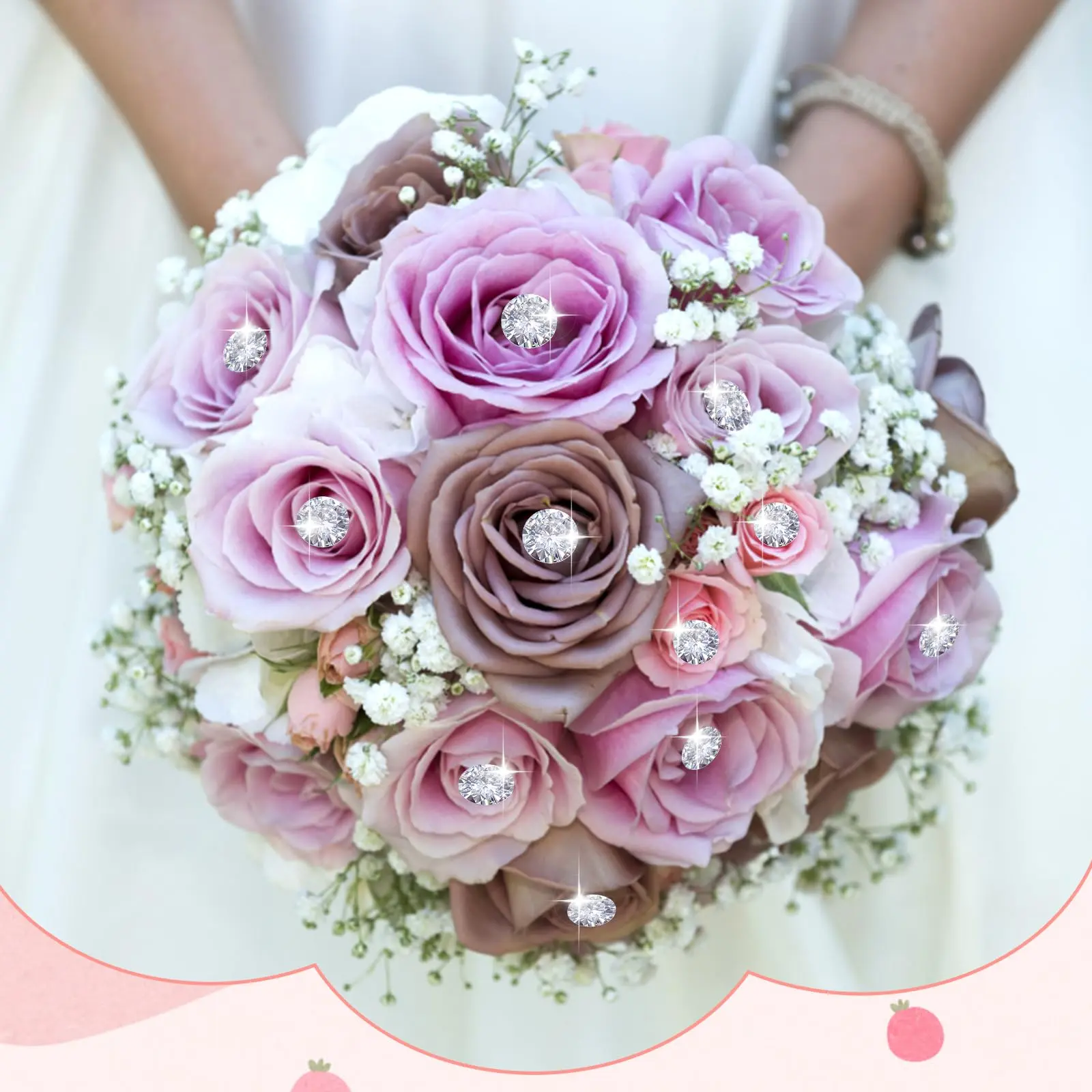 100pcs Transparent Diamond Pins 3.15 Inch Clear Straight Corsage Bouquet Diamond Pins Wedding Wrist Flower Decoration Craft