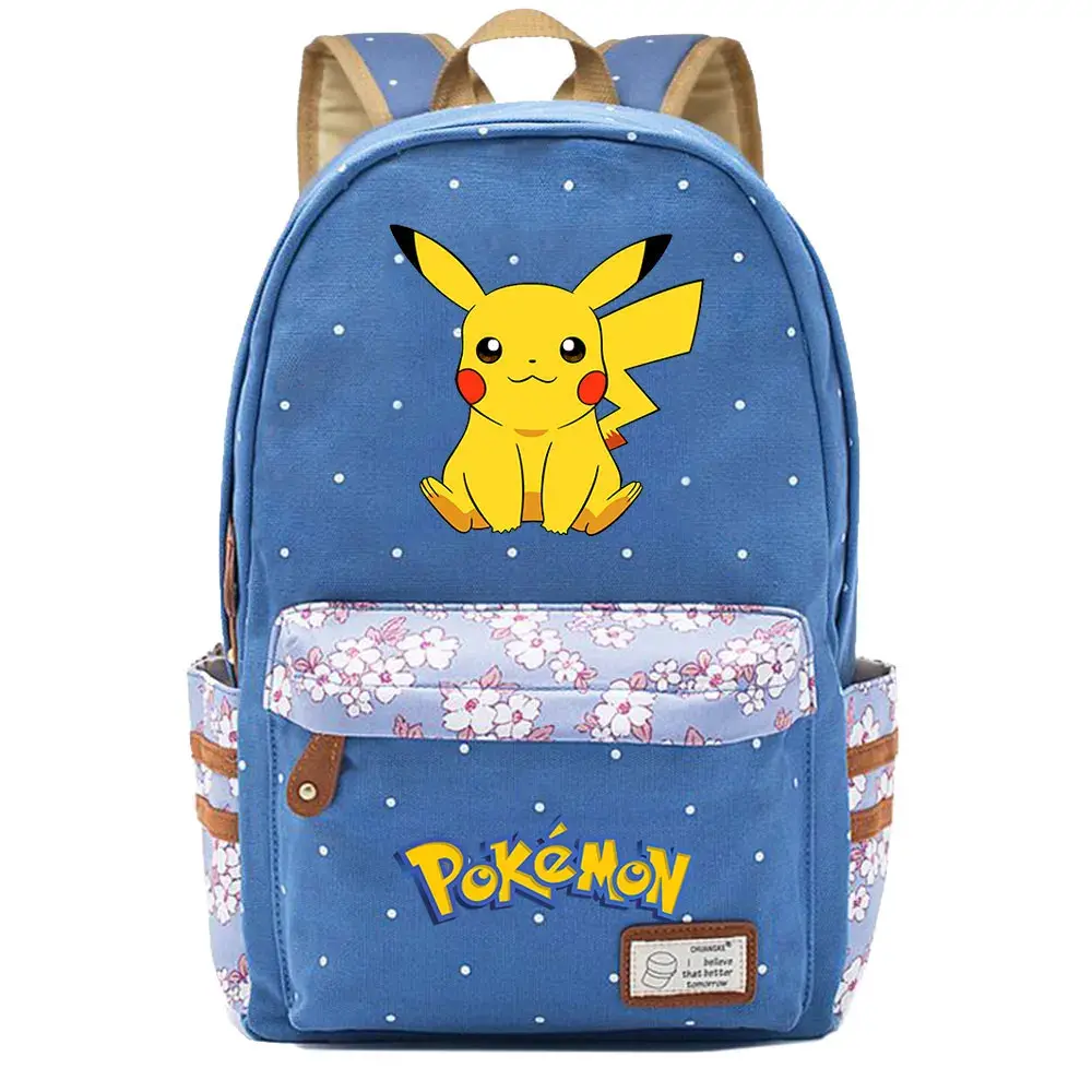New Kawaii Pikachu Pokemon Boy Girl Kids School Book Bags Women Bagpack Teenagers Schoolbags Canvas Travel Laptop Backpack