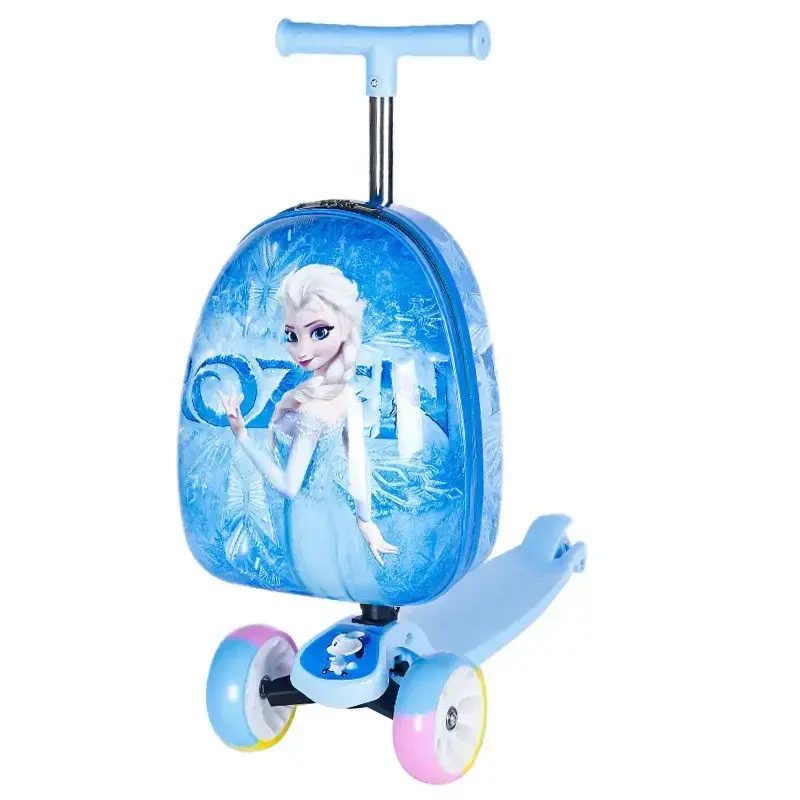 Disney Cartoon Scooter Lazy trolley luggage Can Ride Cute Drag Bags and Cabin Suitcase Travel bags for children Kids Luggage