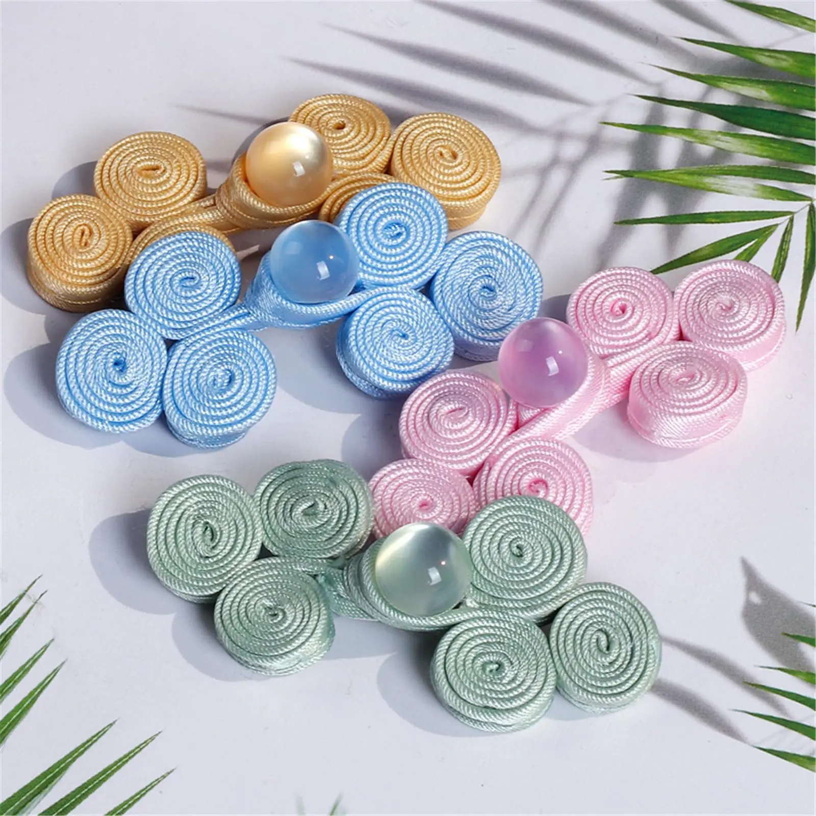 5/10Pairs Chinese Knot Buttons Sewing On Closure Fasteners for Cheongsam Scarf Cardigan Sweater Garments Bead Fastener Button