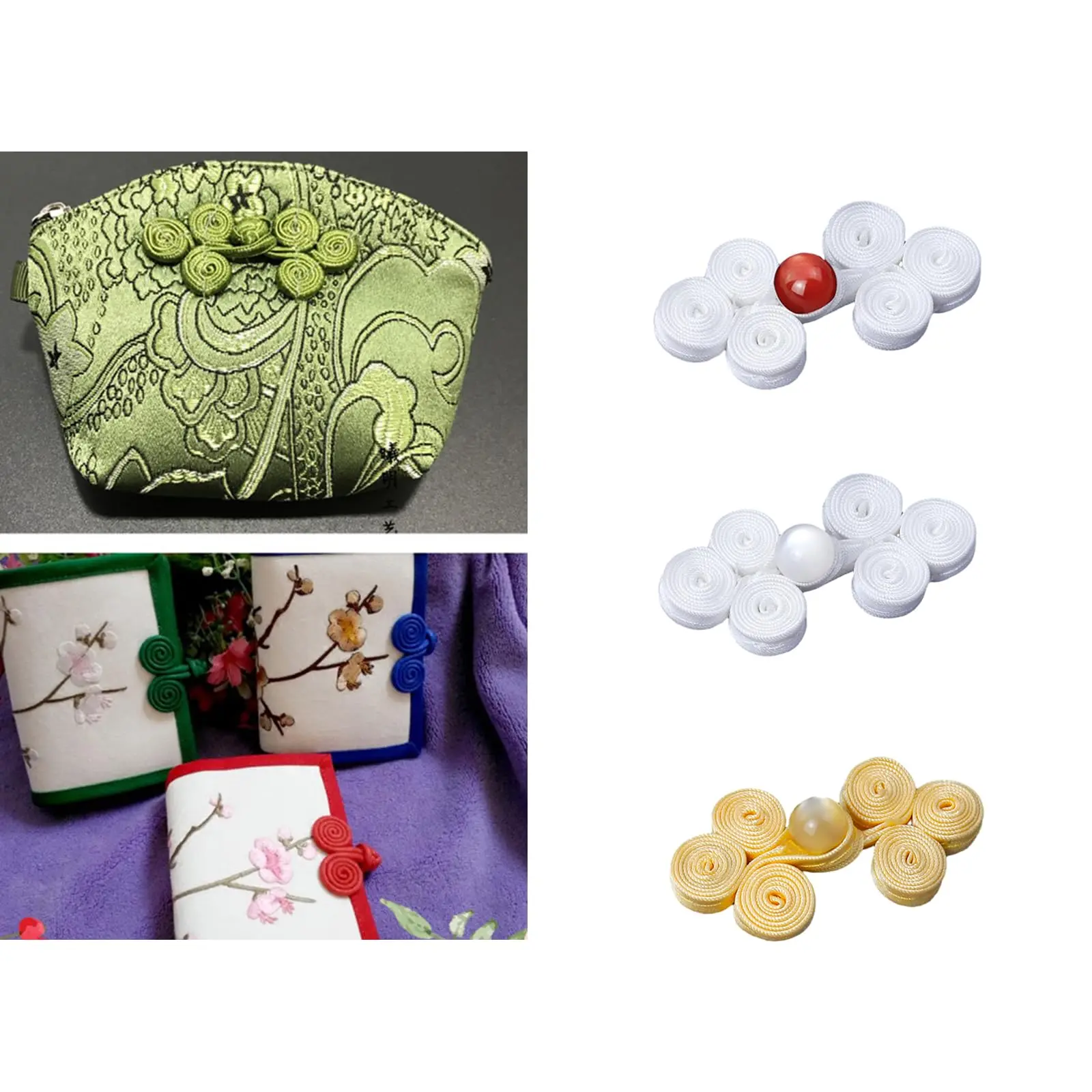 5/10Pairs Chinese Knot Buttons Sewing On Closure Fasteners for Cheongsam Scarf Cardigan Sweater Garments Bead Fastener Button