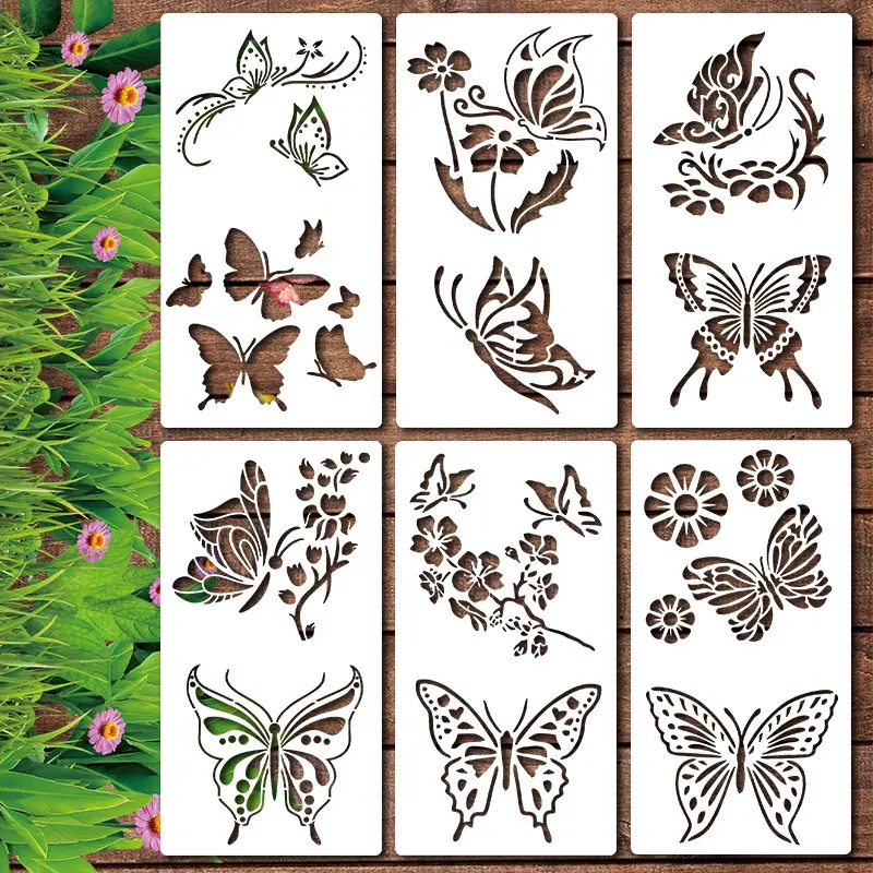 Wildflower Stencils Flower Leaf Painting Stencils Reusable DIY Crafts Stencil for Painting on Wood Wall Door Canvas Home Decor