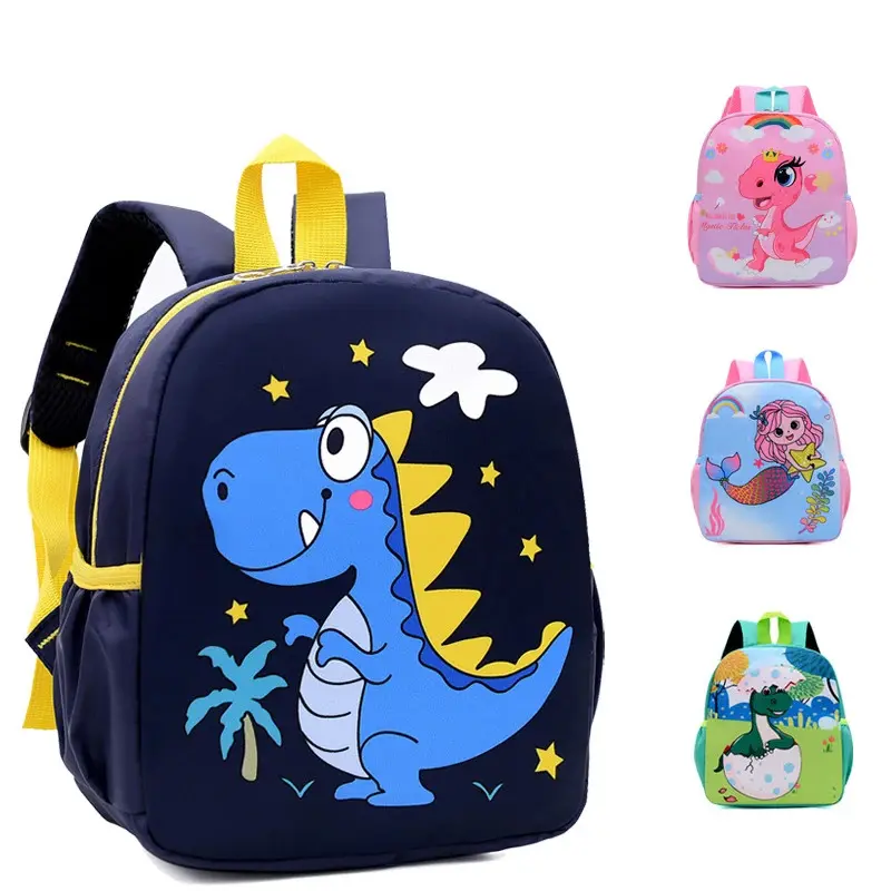 Cute cartoon dinosaur baby backpack for children, unisex schoolbag for kindergarten, adjustable animal style backpack