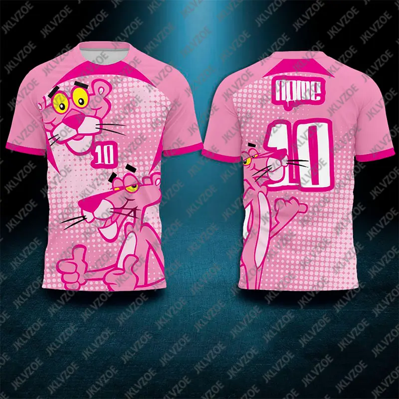Special Edition Disney Barbie Pink Panther Football Jersey Breathable Sport Tees Men Women Oversized Training TShirt Streetwear