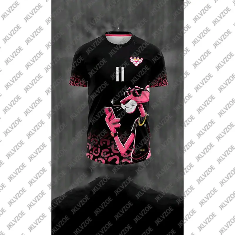 Special Edition Disney Barbie Pink Panther Football Jersey Breathable Sport Tees Men Women Oversized Training TShirt Streetwear