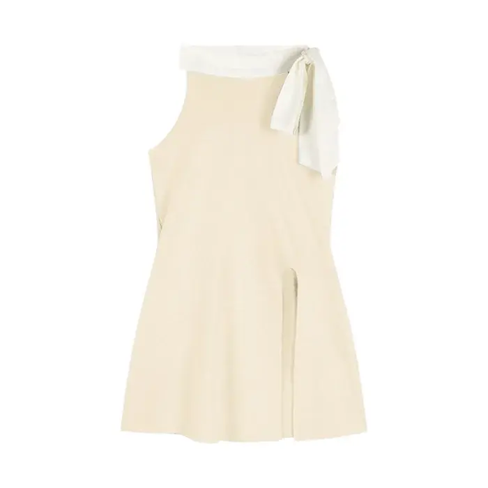 Butterfly Knot Backless Knitted Mini Vest Women's Slim Fit Fashionable Sleeveless Summer Design Casual Versatile Trendy