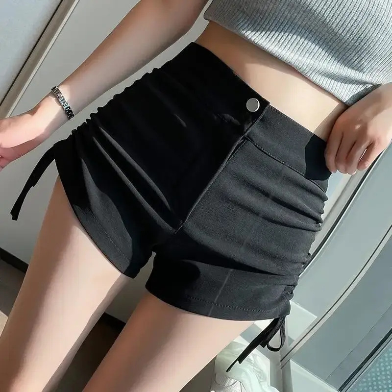 Fall Drawstring Hot Short Shorts Women's Trendy Design Korean Style Versatile Slimming Outerwear Shorts Spicy Girl Small Size