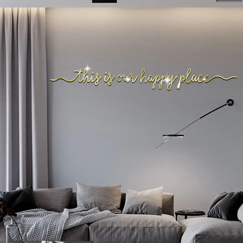 2Pcs/set Solid Color Famous Quote Mirror Sticker Modern Simple English Letters Mirror Sticker 3D Acrylic Acrylic Wall Decal Home