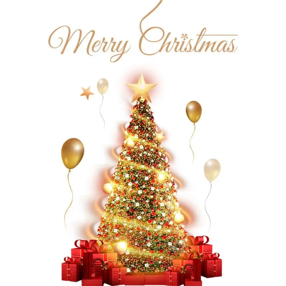 Cartoon Pattern Christmas Tree Window Stickers DIY Waterproof Glass Wall Sticker Portable Transparent PVC Festival Decals