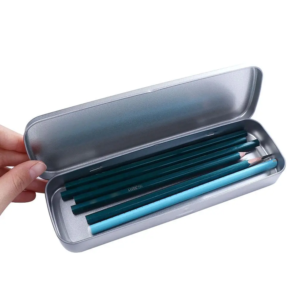 High Quality Simple Metal Pen Box Single Layer Student Pencil Box Stationery Box Pencil Case Pencil Storage Box
