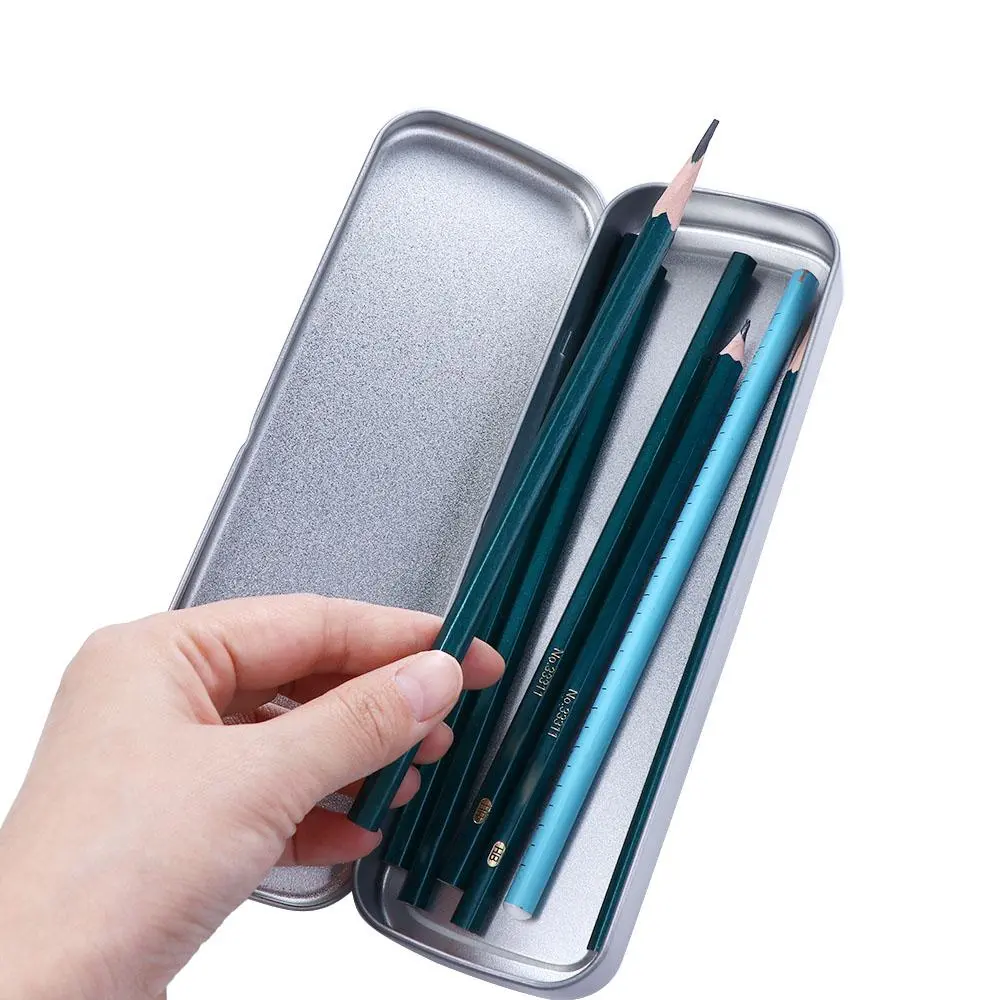 High Quality Simple Metal Pen Box Single Layer Student Pencil Box Stationery Box Pencil Case Pencil Storage Box