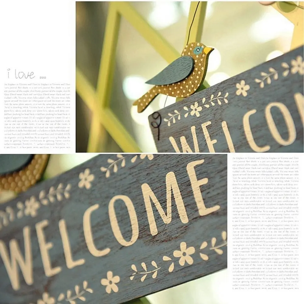 Wooden Doorplate Decoration Hanging Retro Creative Wall Hanging Cute Double-sided Wall Decoration Pendant Home