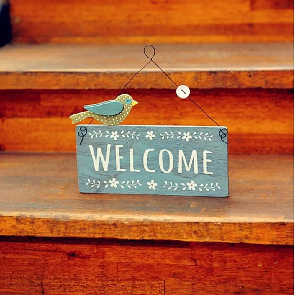 Wooden Doorplate Decoration Hanging Retro Creative Wall Hanging Cute Double-sided Wall Decoration Pendant Home