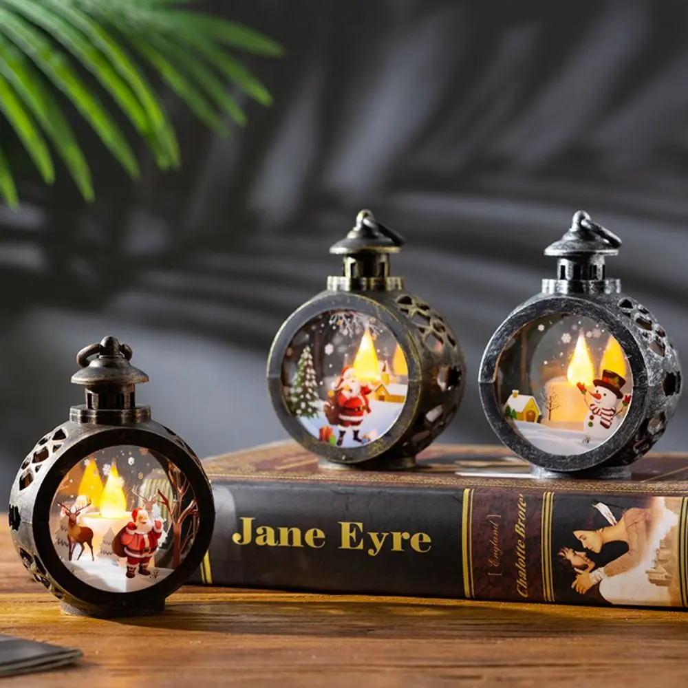 Kawaii Santa Lantern Wind Light Battery Powered Mini Christmas Glowing Candle Light Creative Romance Christmas Plastic Ornament