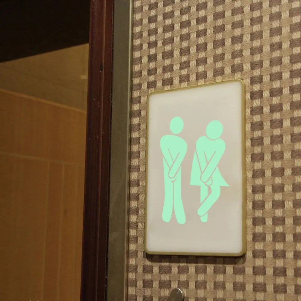 DIY Fluorescent Glow In The Dark Home Decor Bathroom Decoration Wall Sticker Indicator Label Washroom Door Sign Toilet Sticker