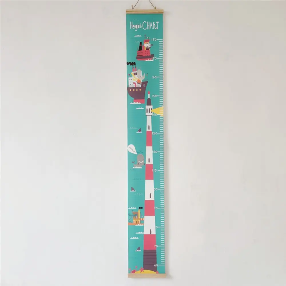 Wall Hanging Children Height Measuring Rulers with Frame Removable Height Measure Chart Roll Up Decorative Baby Growth Chart